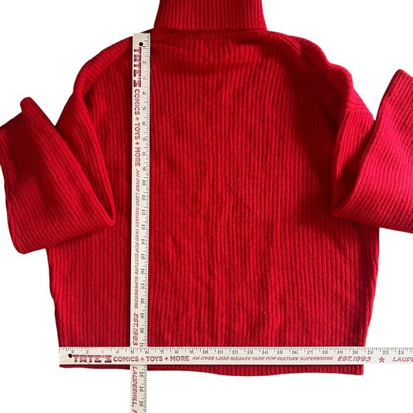 H&M Red Ribbed Turtleneck Sweater Women’s Size L Long Sleeve Knit Pullover - Picture 3 of 7